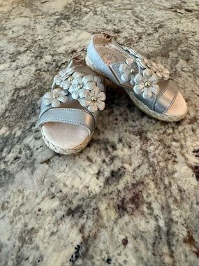 UGG Silver Girls Floral Espadrille Sandals